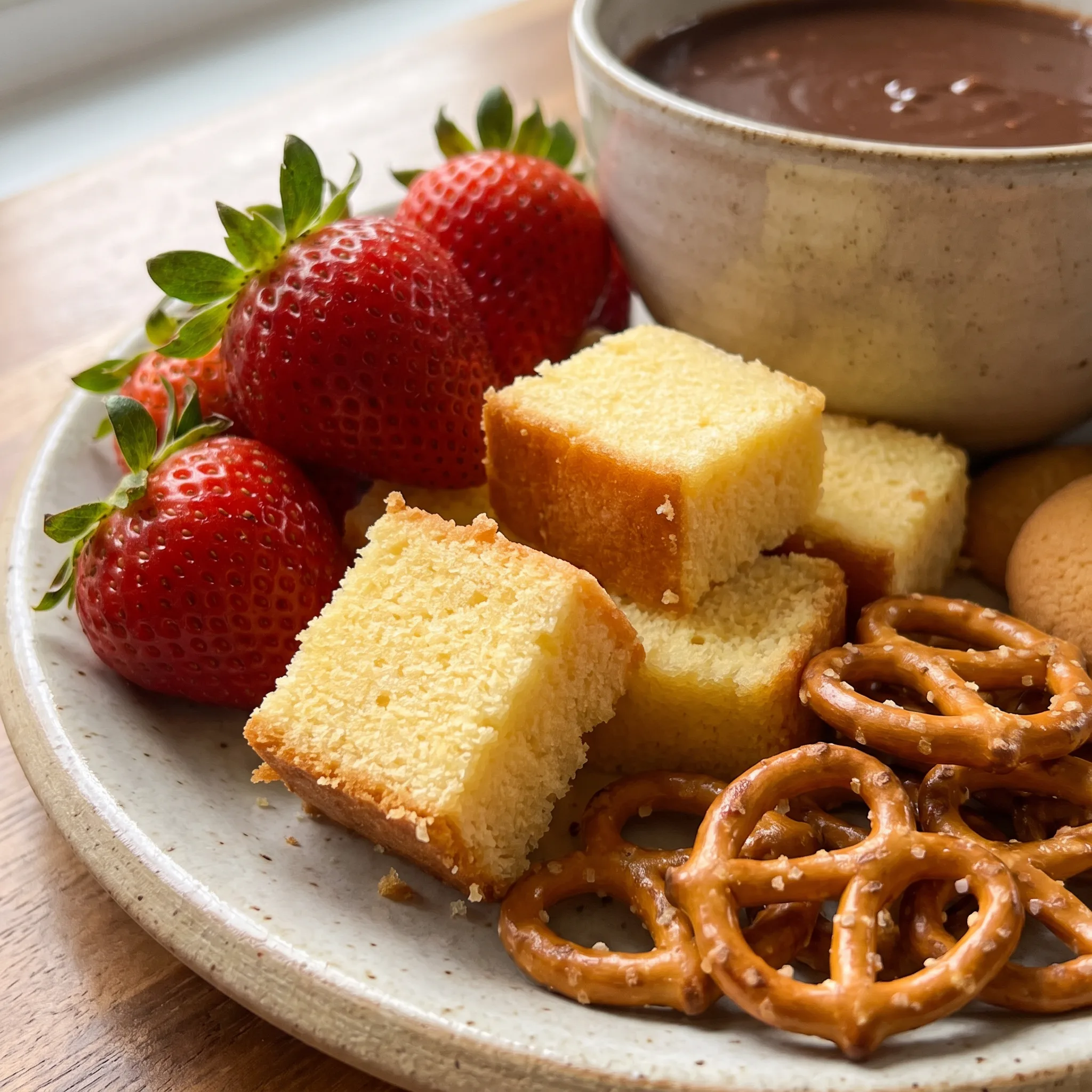 Glossy melted chocolate with a silky sheen, swirls of cream and vanilla visible in the dark brown mixture.