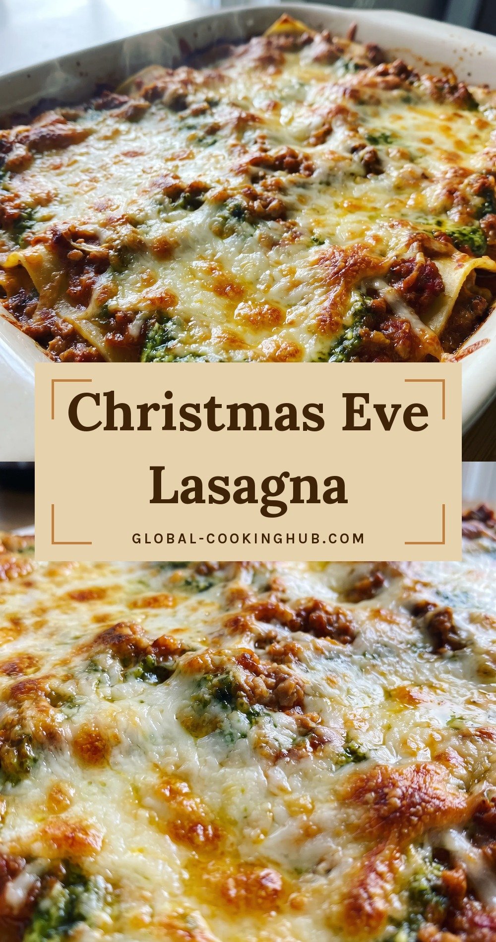 Layers of lasagna noodles, meaty bolognese, creamy basil pesto ricotta, melted mozzarella, and golden Italian cheese blend.