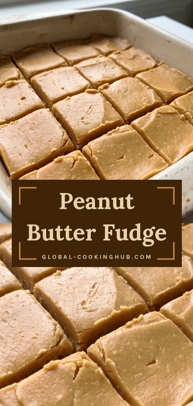 Creamy peanut butter fudge squares with a smooth, dense texture and light brown color, made from peanut butter, brown sugar, and butter.